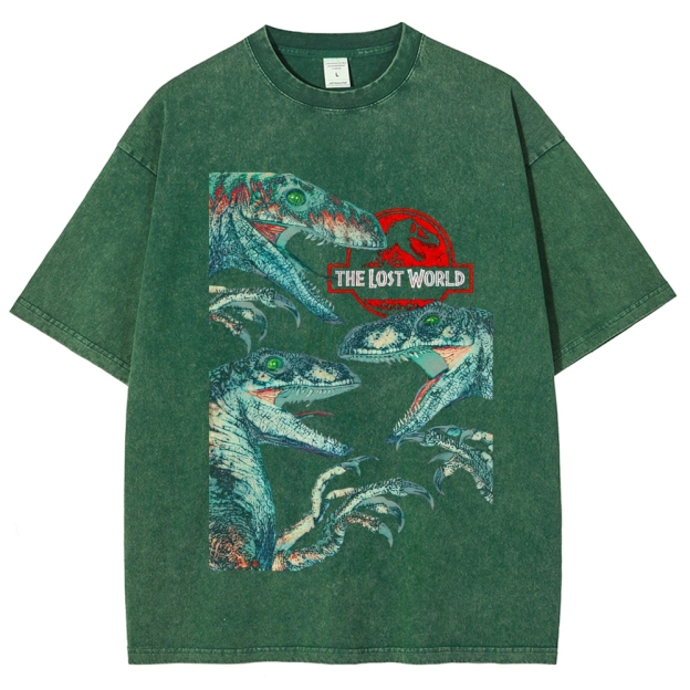 The Lost World Raptor Collage Washed T-Shirt