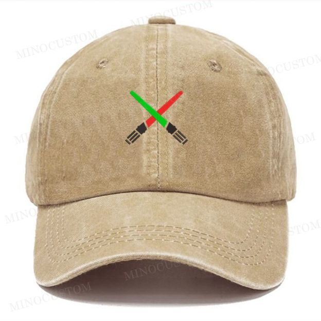 Light Saber Machine Embroidered Washed Cap 