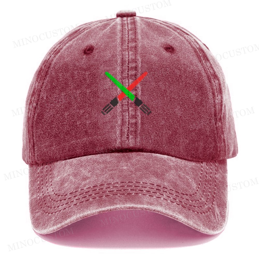 Light Saber Machine Embroidered Washed Cap 