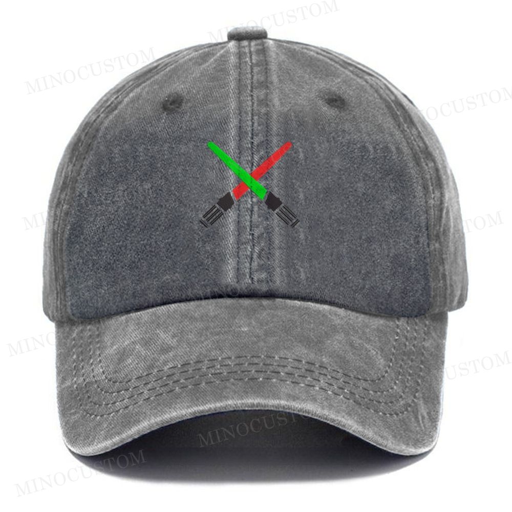 Light Saber Machine Embroidered Washed Cap 