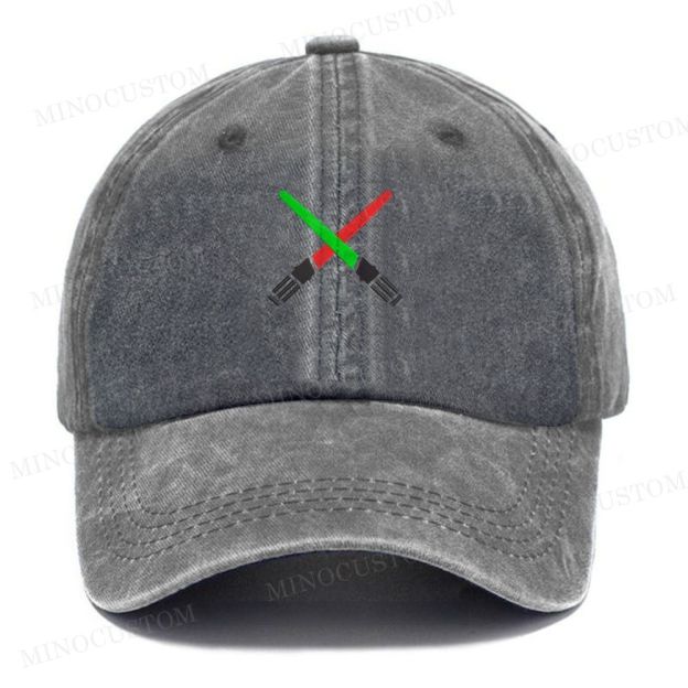 Light Saber Machine Embroidered Washed Cap 