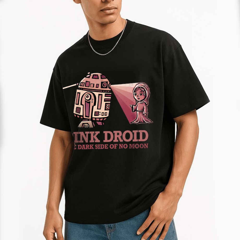 Pink Droid  Cotton T-shirt 