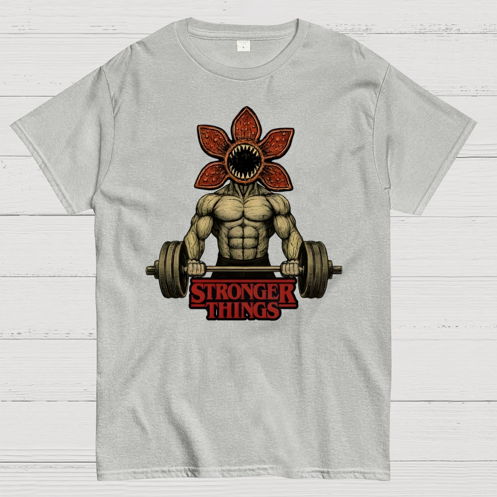 Demogorgon Weightlifting Stronger Things Cotton T-shirt