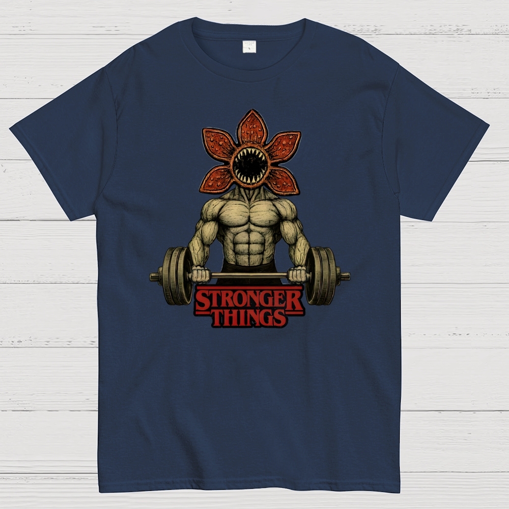 Demogorgon Weightlifting Stronger Things Cotton T-shirt