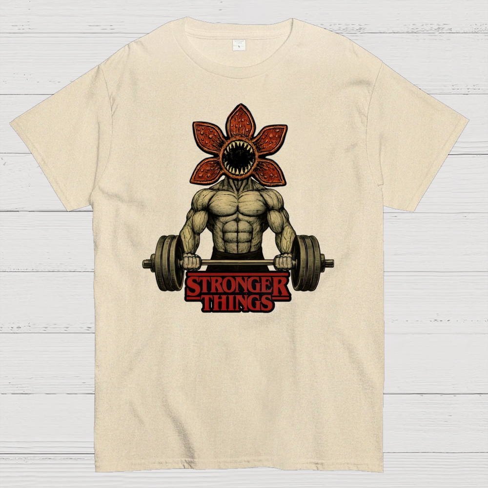 Demogorgon Weightlifting Stronger Things Cotton T-shirt