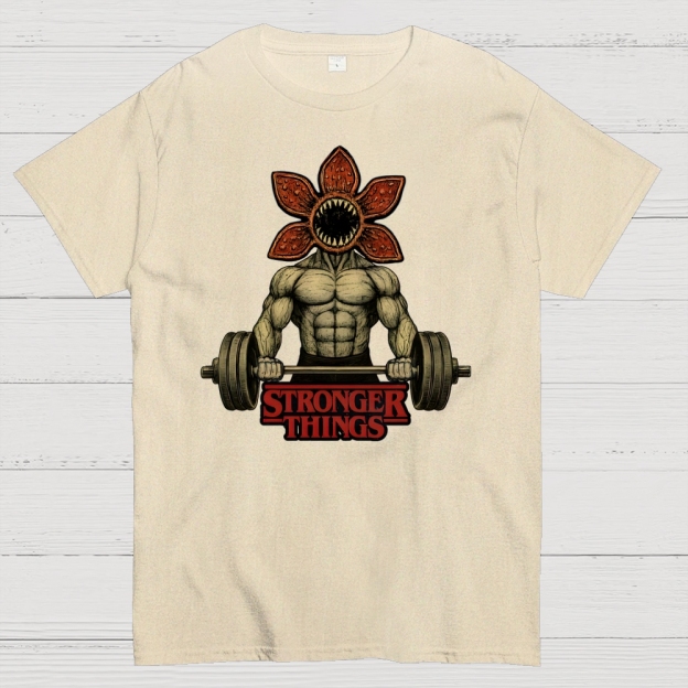 Demogorgon Weightlifting Stronger Things Cotton T-shirt