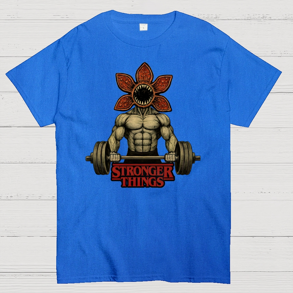 Demogorgon Weightlifting Stronger Things Cotton T-shirt