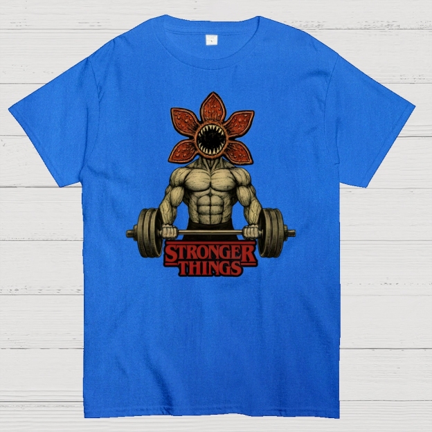 Demogorgon Weightlifting Stronger Things Cotton T-shirt