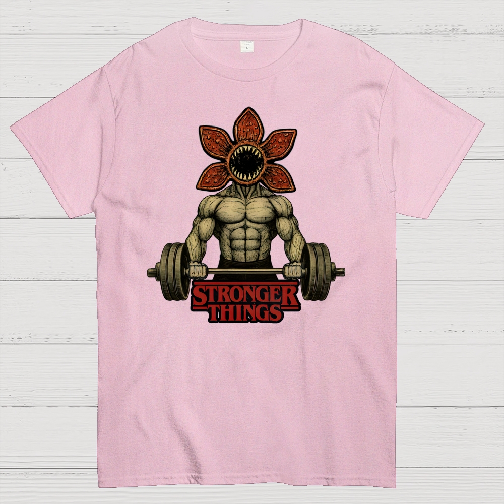 Demogorgon Weightlifting Stronger Things Cotton T-shirt