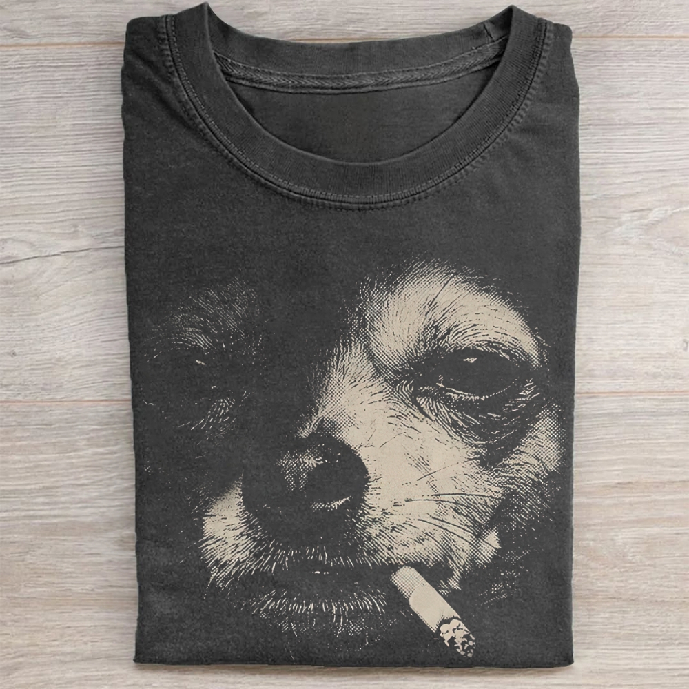 Vintage Smoking Chihuahua Washed Tee 