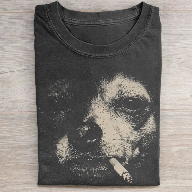 Vintage Smoking Chihuahua Washed Tee 