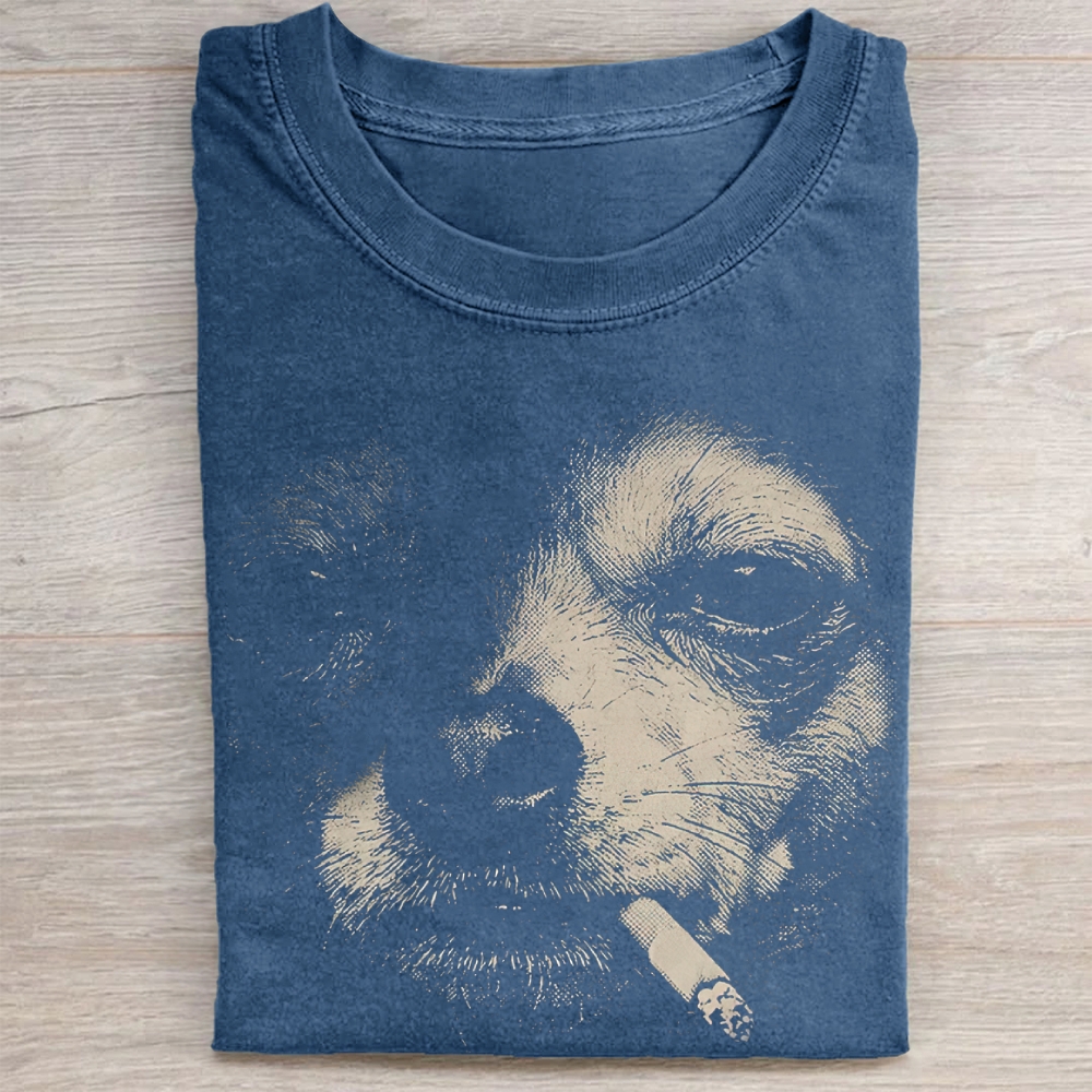Vintage Smoking Chihuahua Washed Tee 