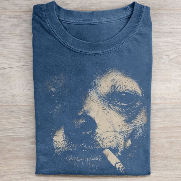 Vintage Smoking Chihuahua Washed Tee 