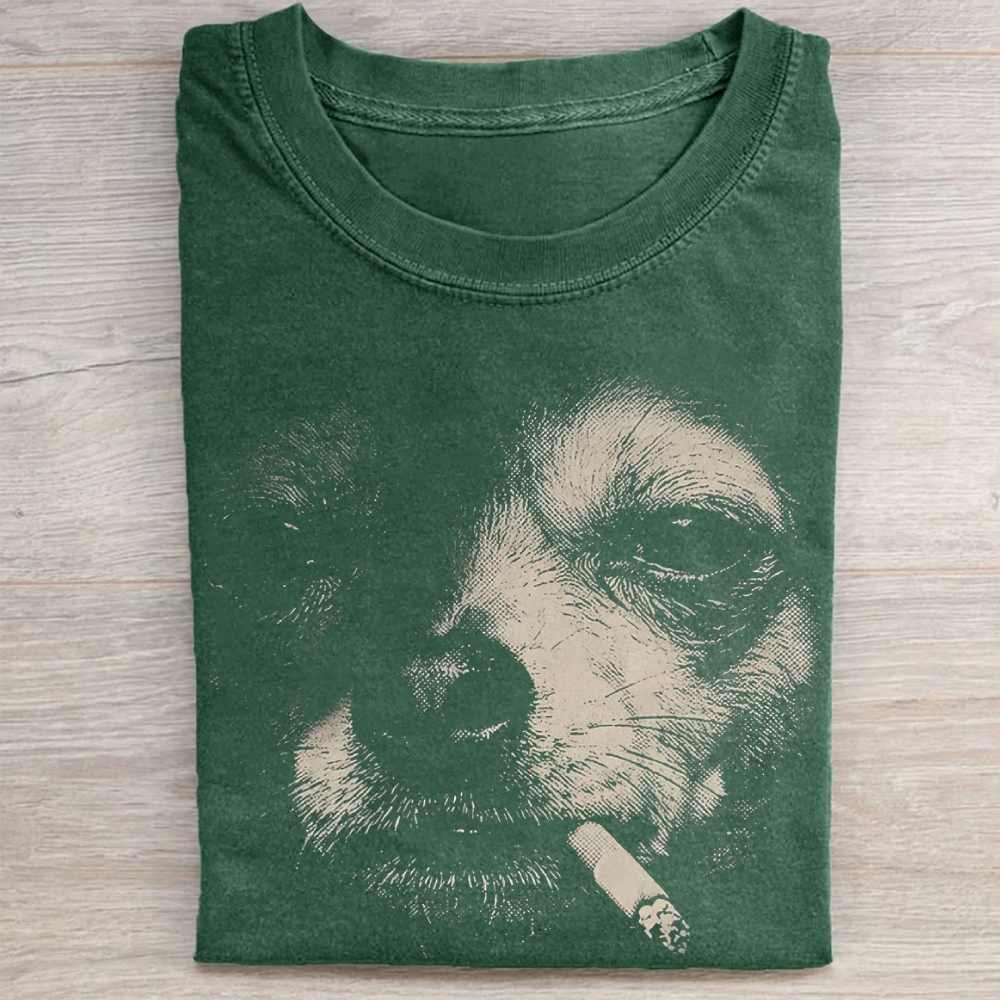 Vintage Smoking Chihuahua Washed Tee 