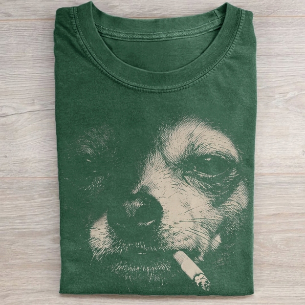 Vintage Smoking Chihuahua Washed Tee 