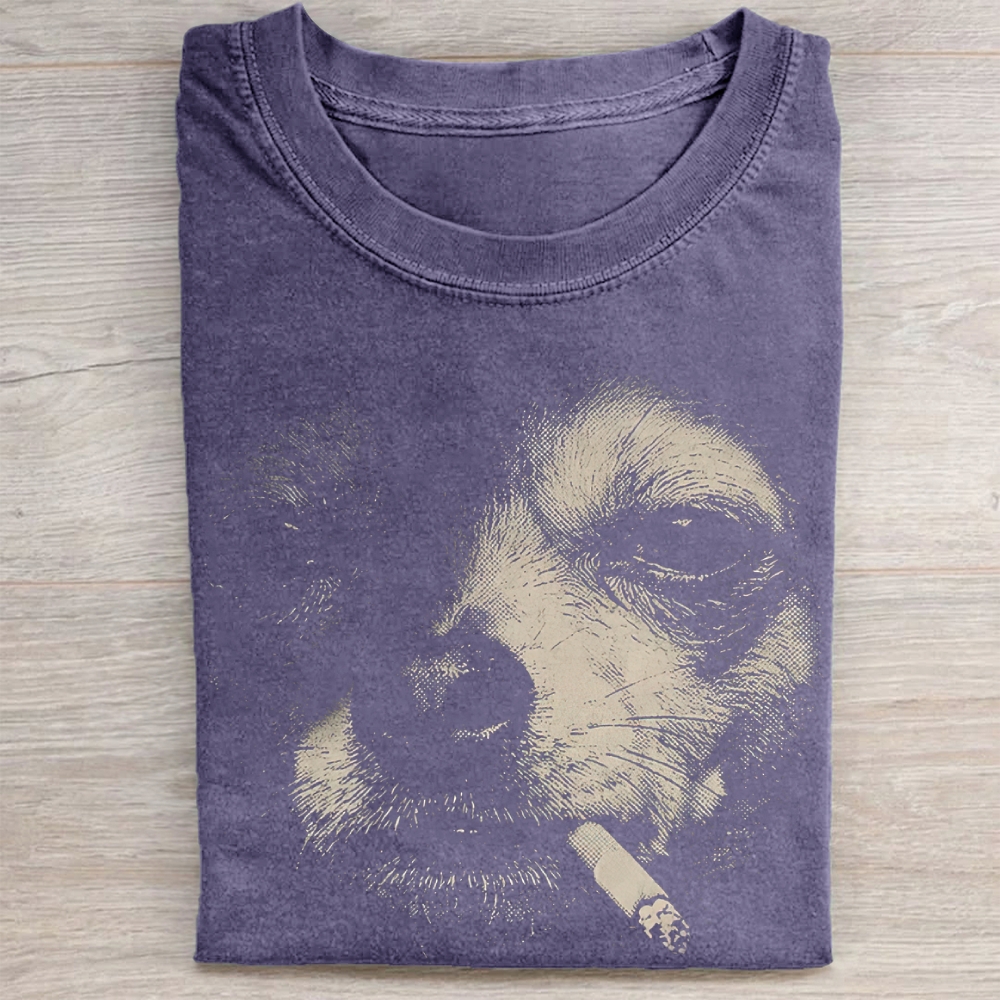 Vintage Smoking Chihuahua Washed Tee 