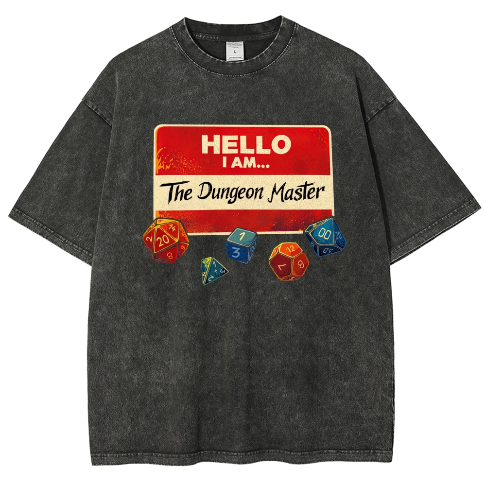 Dungeon Master Name Tag Washed T-Shirt