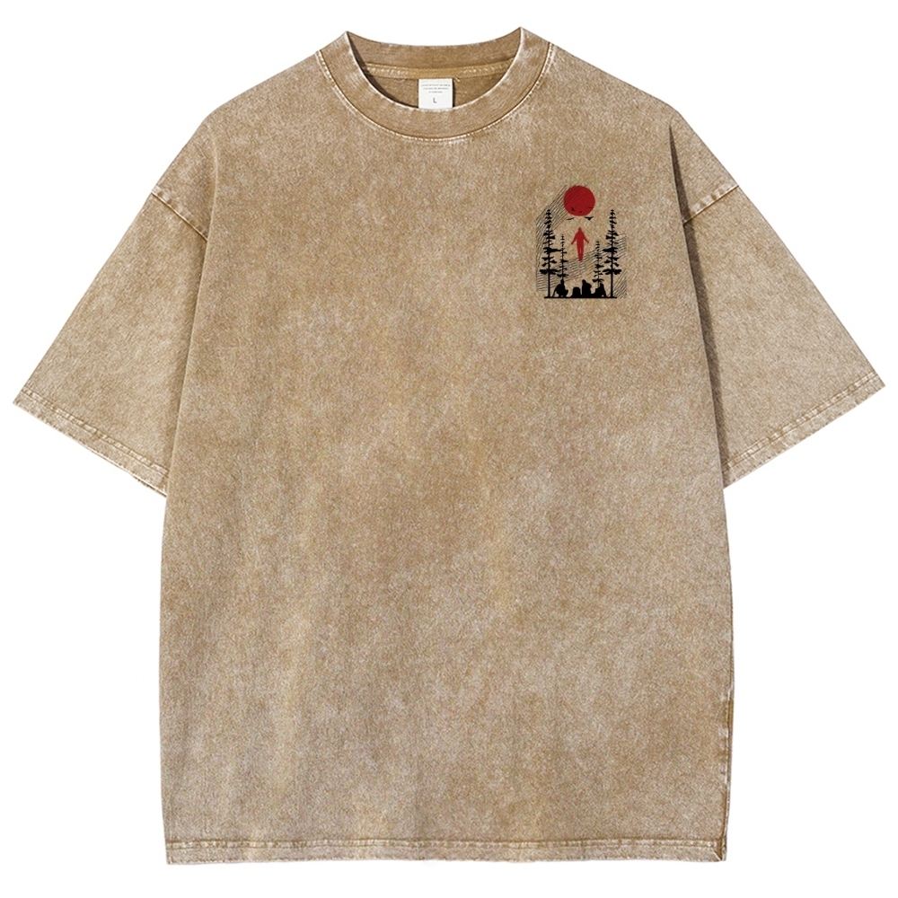 Abstract Nature Graphic Washed T-Shirt 