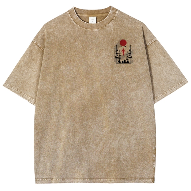 Abstract Nature Graphic Washed T-Shirt 