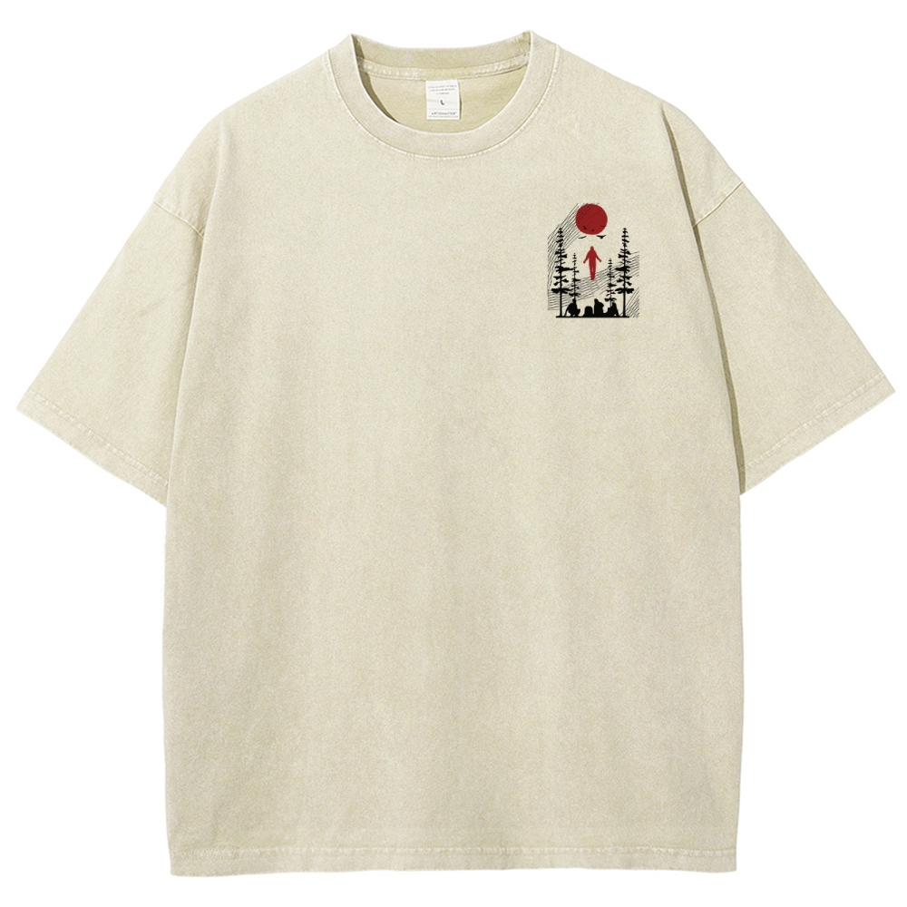 Abstract Nature Graphic Washed T-Shirt 