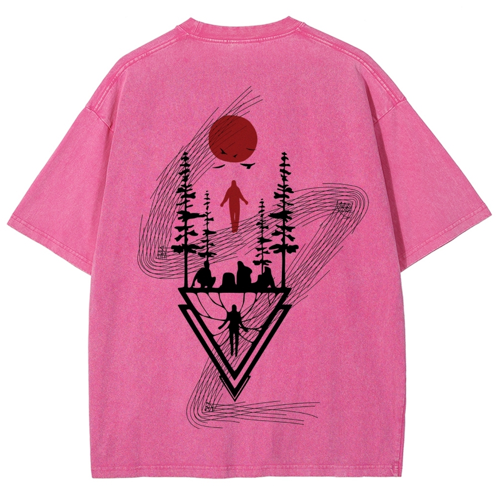 Abstract Nature Graphic Washed T-Shirt 