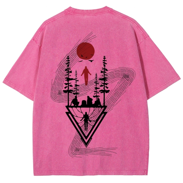 Abstract Nature Graphic Washed T-Shirt 