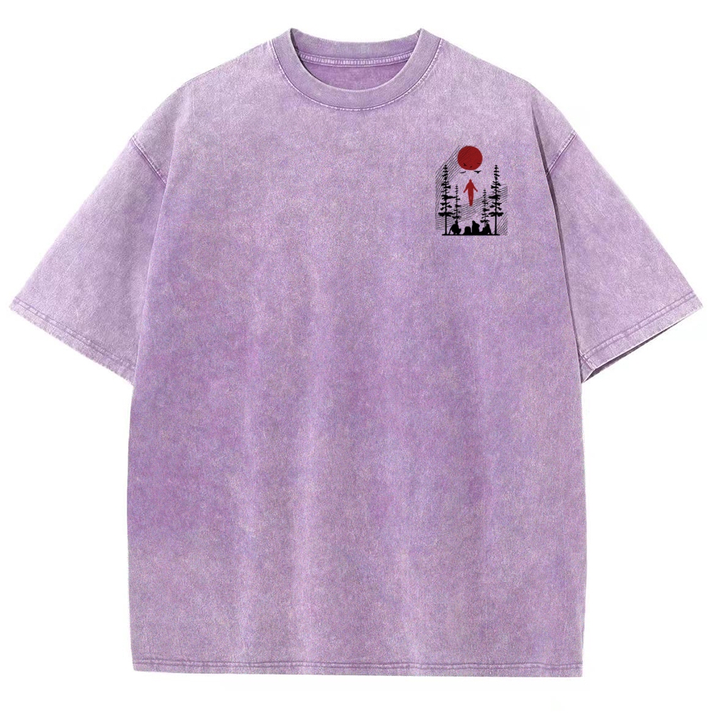 Abstract Nature Graphic Washed T-Shirt 