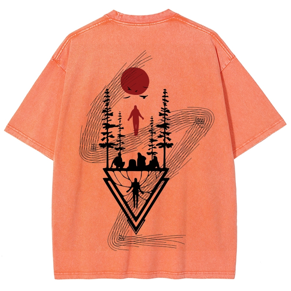 Abstract Nature Graphic Washed T-Shirt 