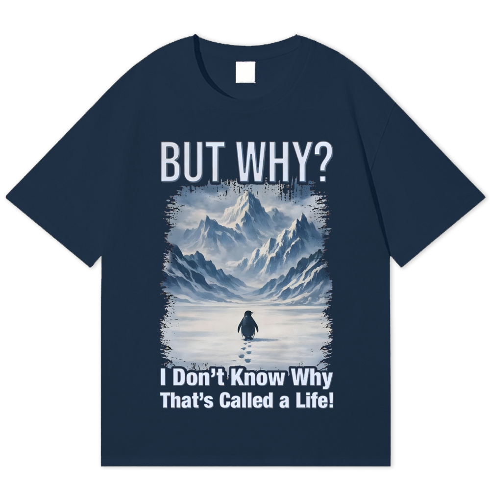 Lonely Penguin Life Question Grunge Healing Cotton T-shirt