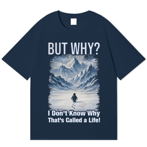 Lonely Penguin Life Question Grunge Healing Cotton T-shirt