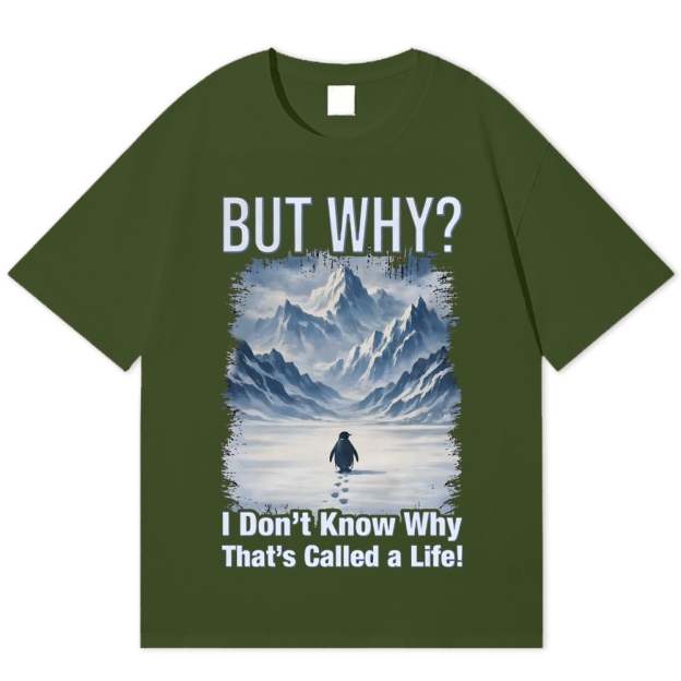 Lonely Penguin Life Question Grunge Healing Cotton T-shirt