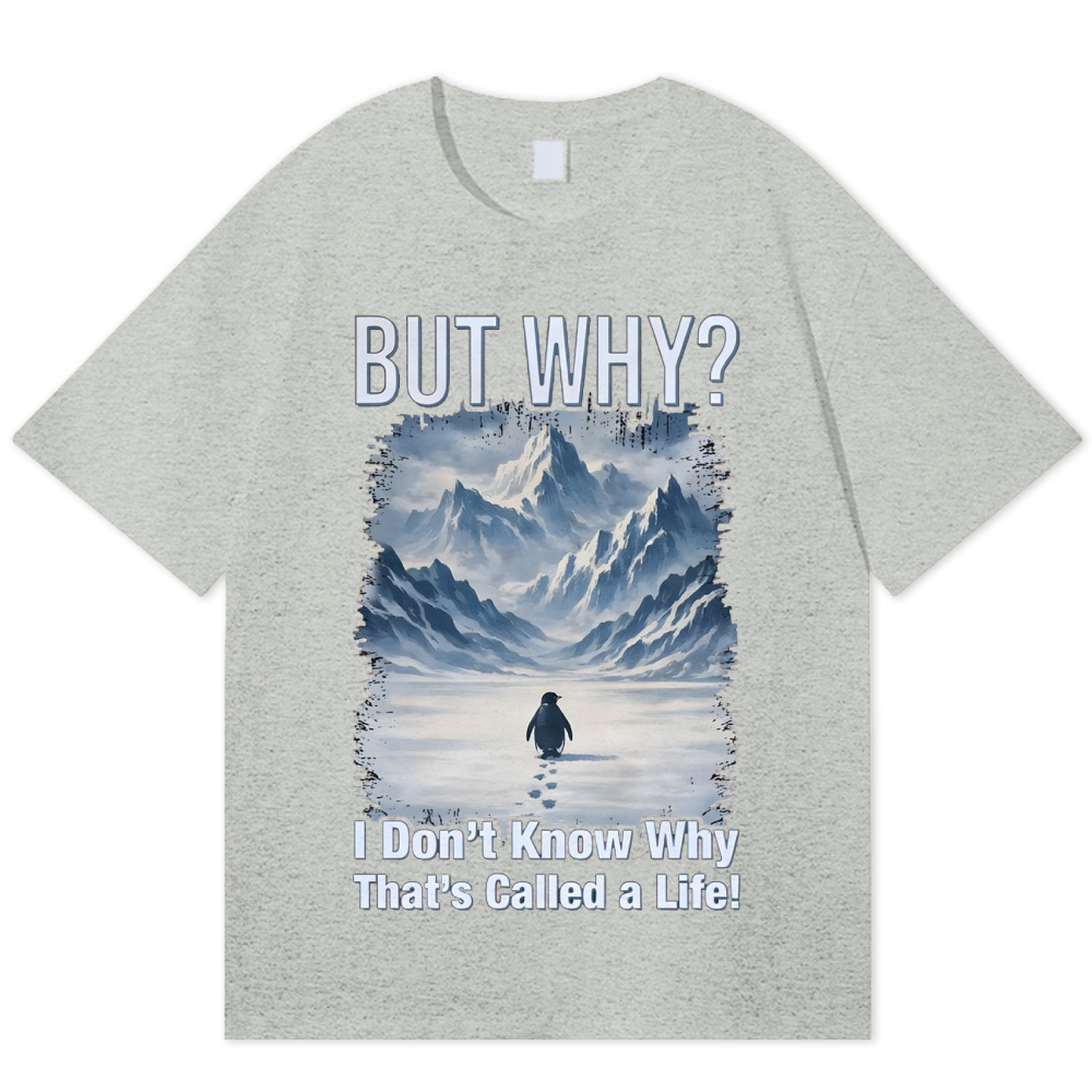 Lonely Penguin Life Question Grunge Healing Cotton T-shirt