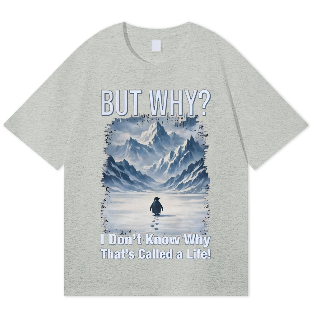 Lonely Penguin Life Question Grunge Healing Cotton T-shirt