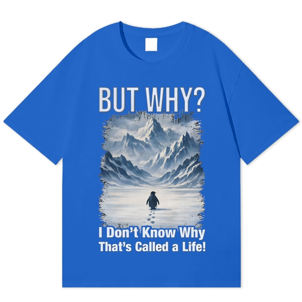 Lonely Penguin Life Question Grunge Healing Cotton T-shirt