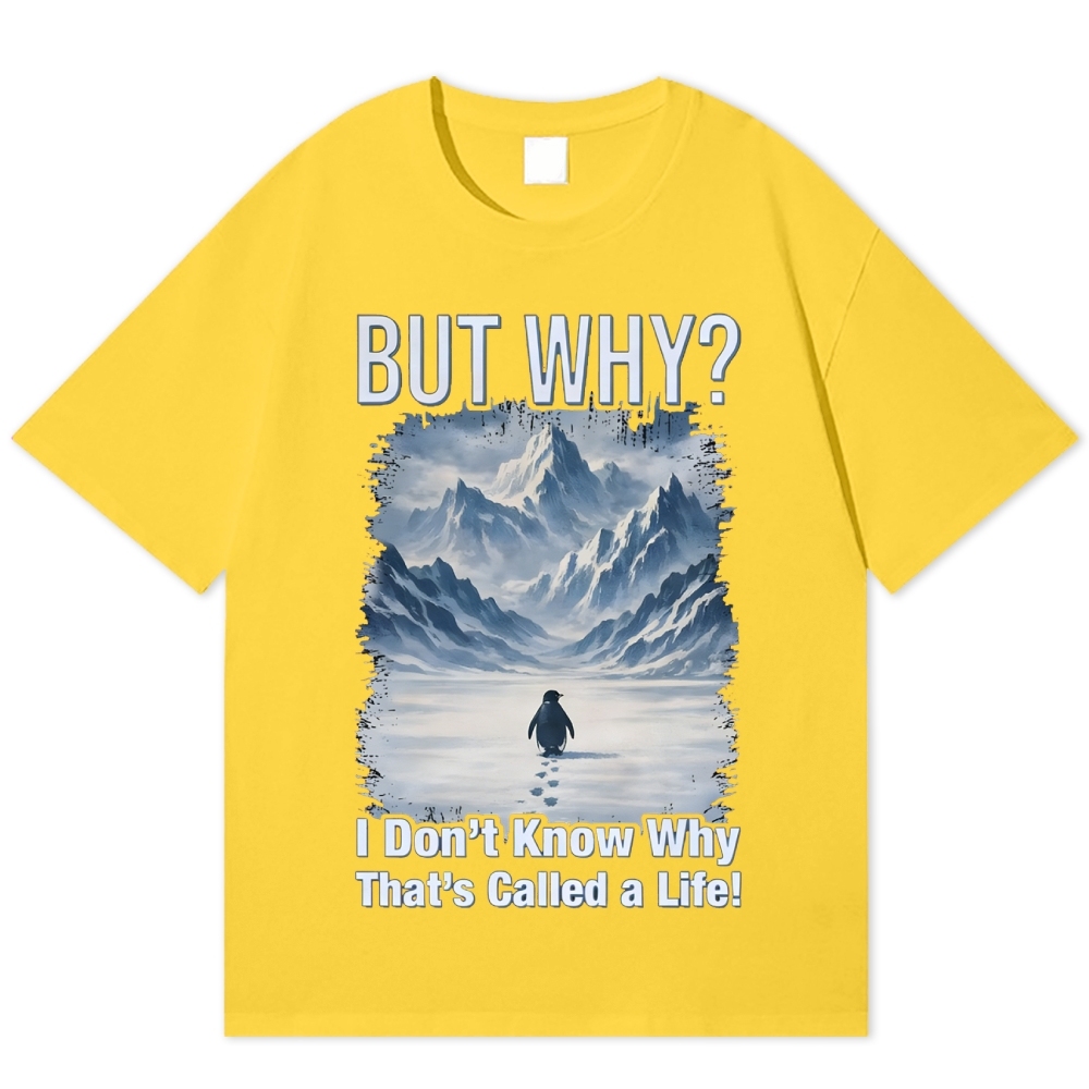 Lonely Penguin Life Question Grunge Healing Cotton T-shirt