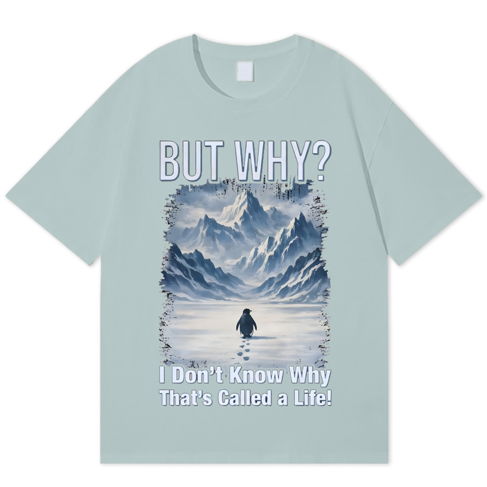 Lonely Penguin Life Question Grunge Healing Cotton T-shirt