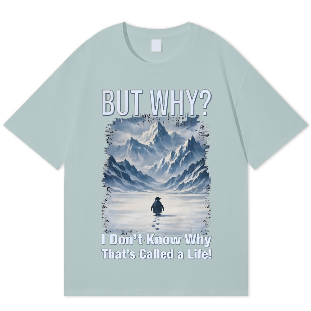 Lonely Penguin Life Question Grunge Healing Cotton T-shirt
