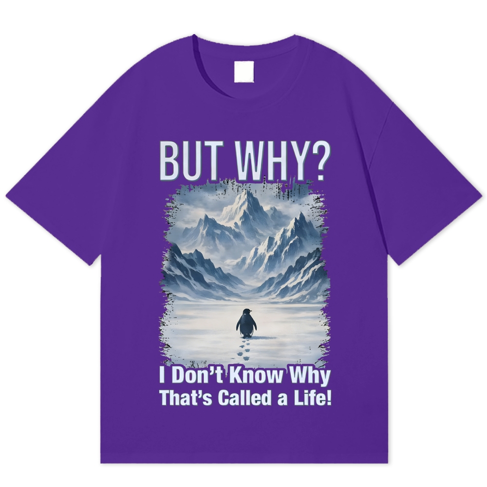 Lonely Penguin Life Question Grunge Healing Cotton T-shirt