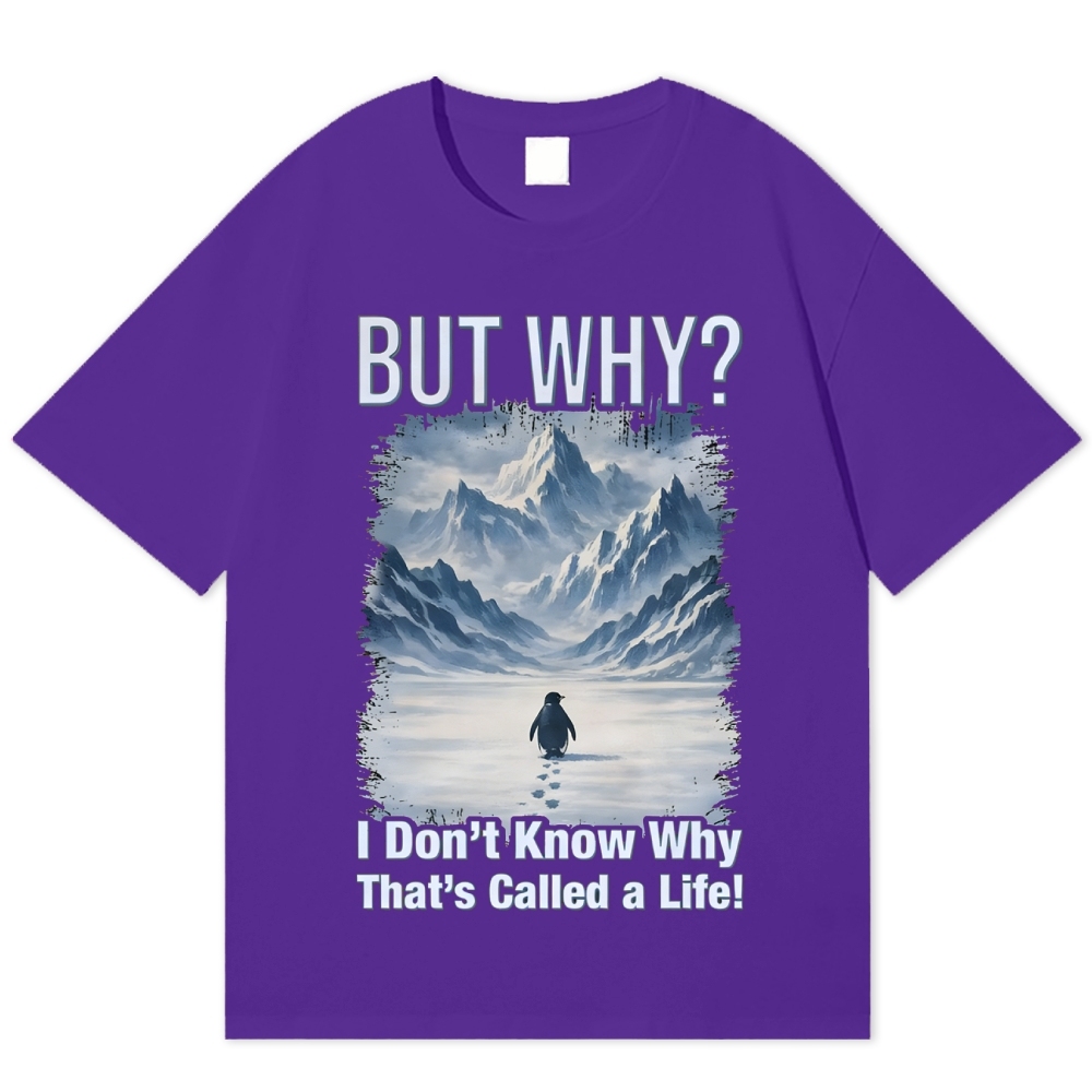 Lonely Penguin Life Question Grunge Healing Cotton T-shirt