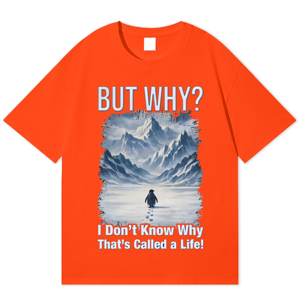 Lonely Penguin Life Question Grunge Healing Cotton T-shirt