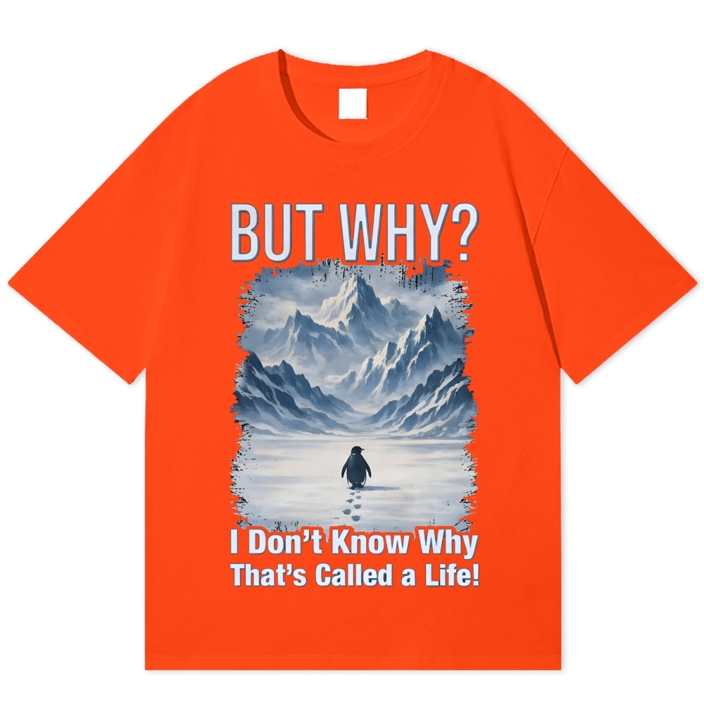 Lonely Penguin Life Question Grunge Healing Cotton T-shirt