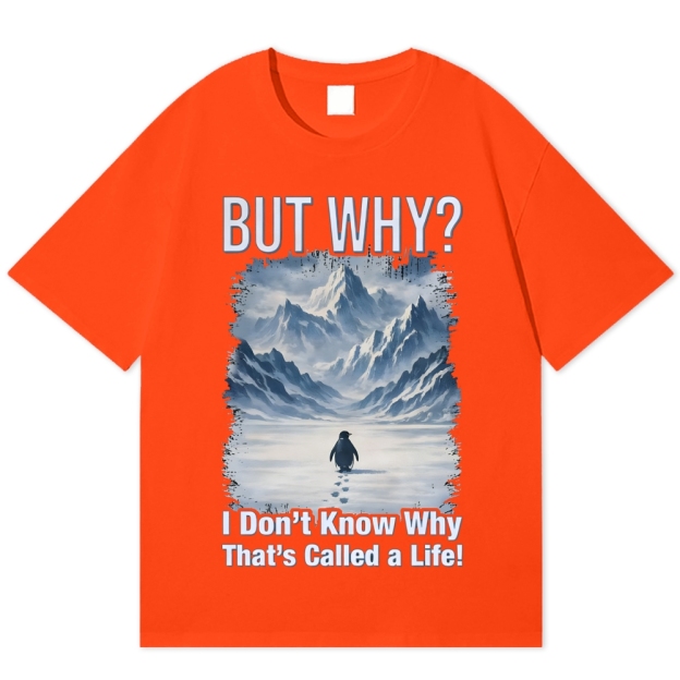 Lonely Penguin Life Question Grunge Healing Cotton T-shirt