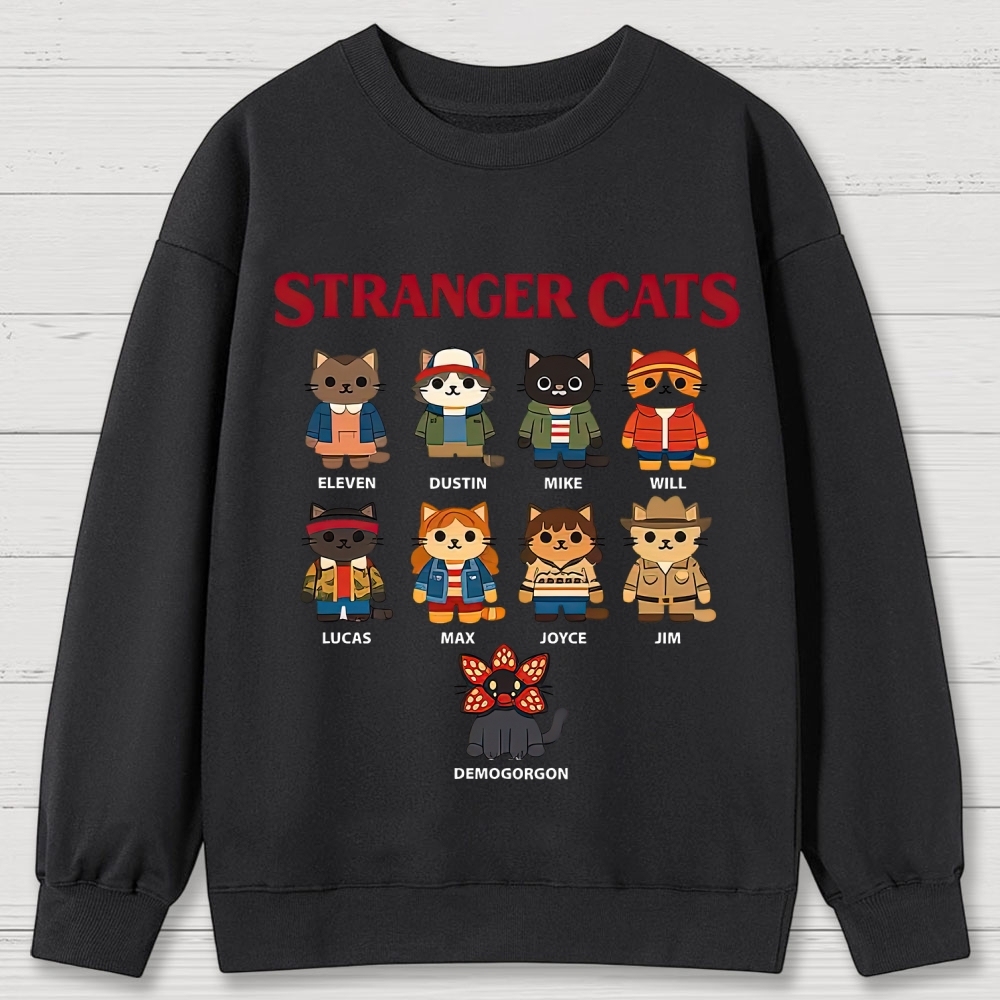 Stranger Cats Character Grid Cotton Sweatshirts