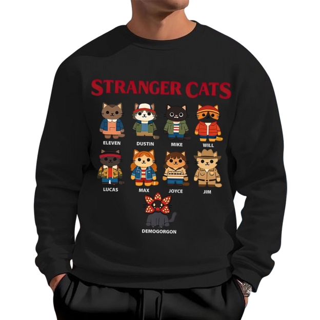Stranger Cats Character Grid Cotton Sweatshirts