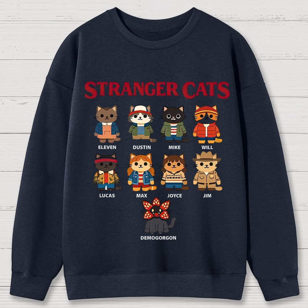 Stranger Cats Character Grid Cotton Sweatshirts
