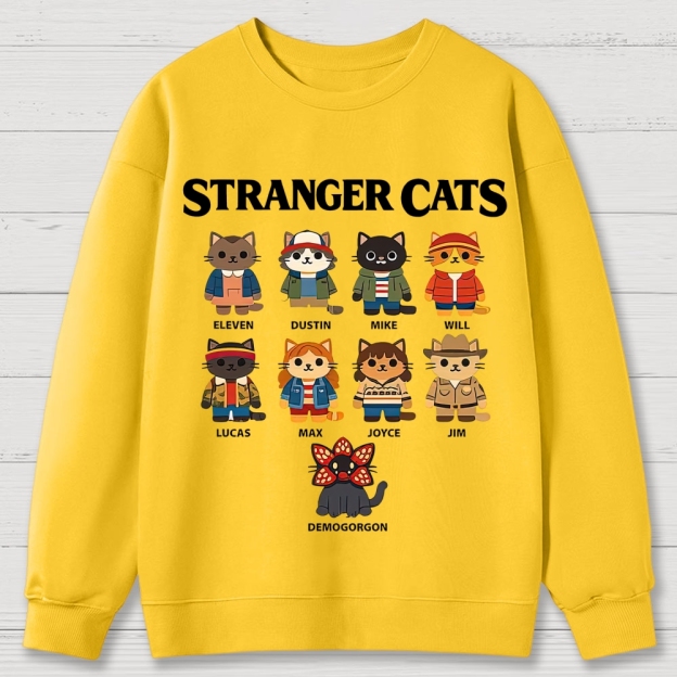 Stranger Cats Character Grid Cotton Sweatshirts