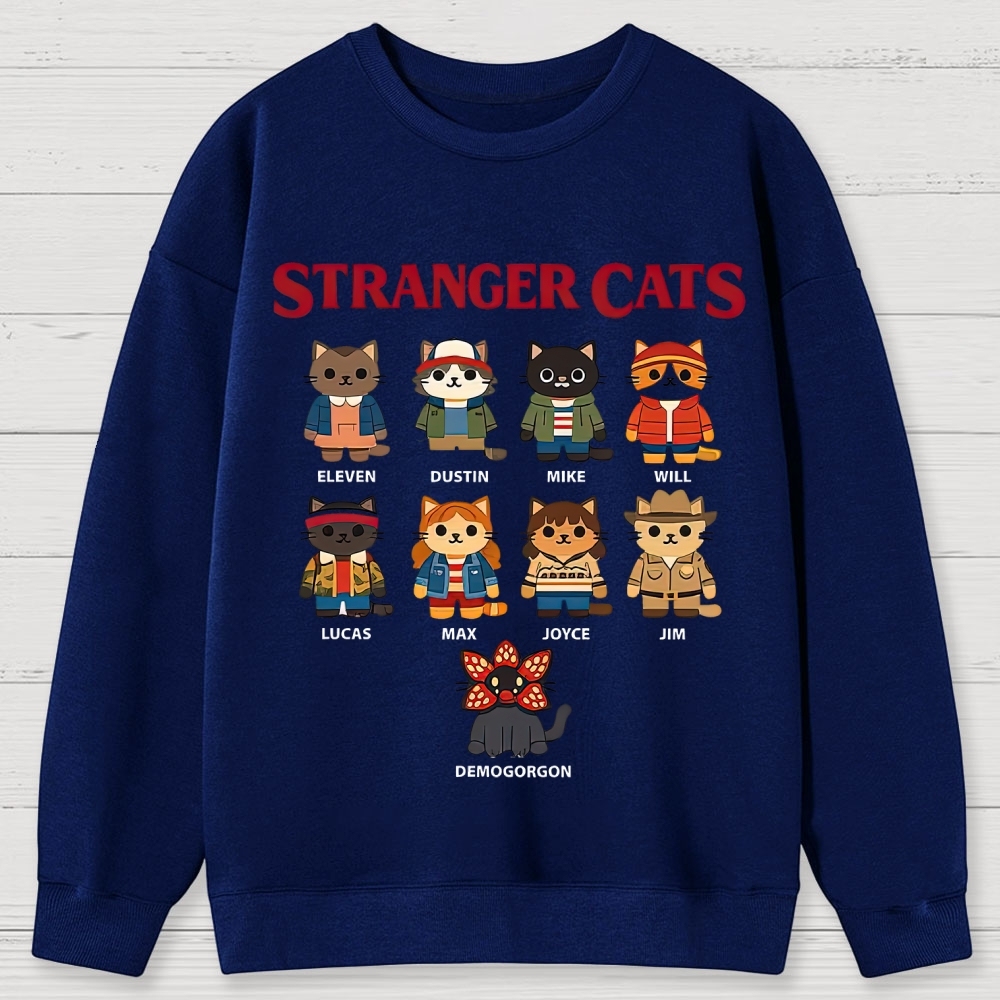 Stranger Cats Character Grid Cotton Sweatshirts