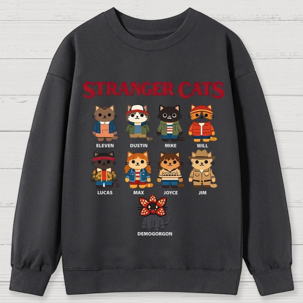 Stranger Cats Character Grid Cotton Sweatshirts