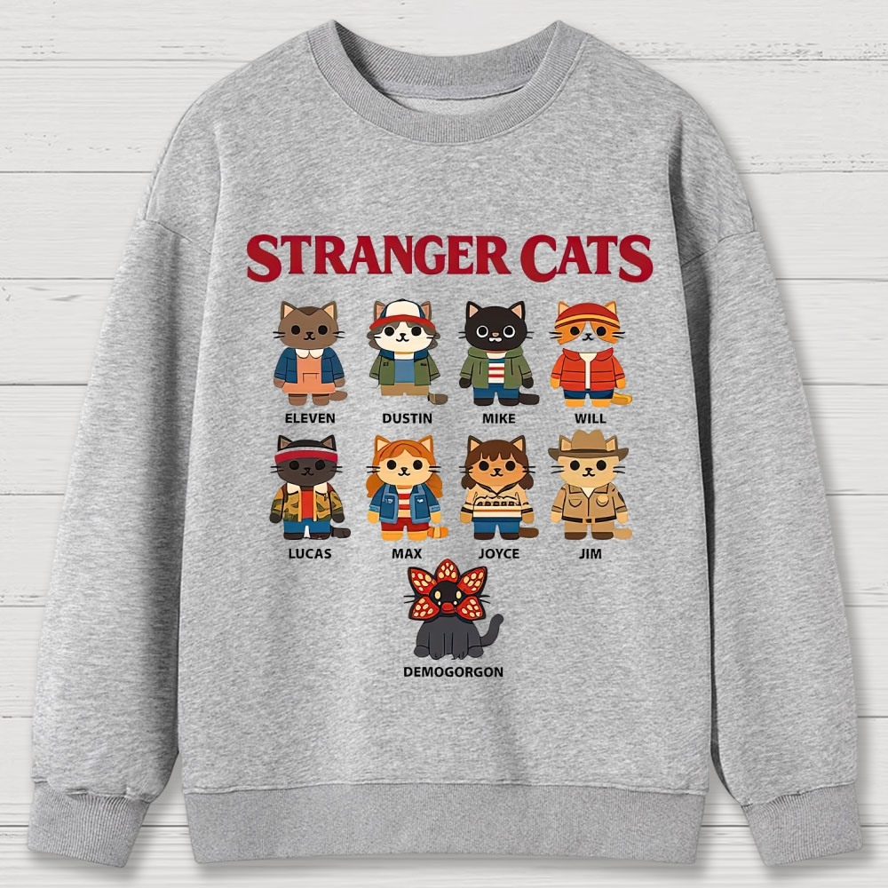 Stranger Cats Character Grid Cotton Sweatshirts