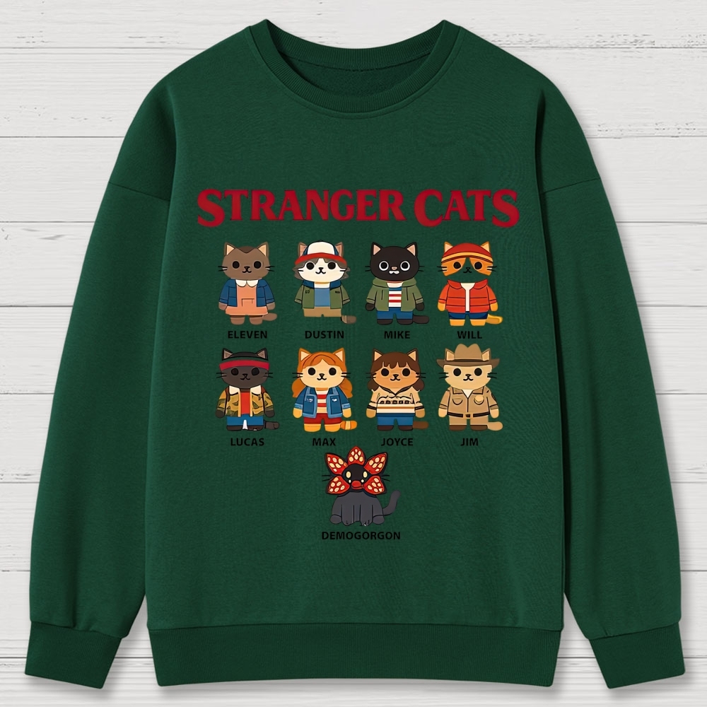 Stranger Cats Character Grid Cotton Sweatshirts